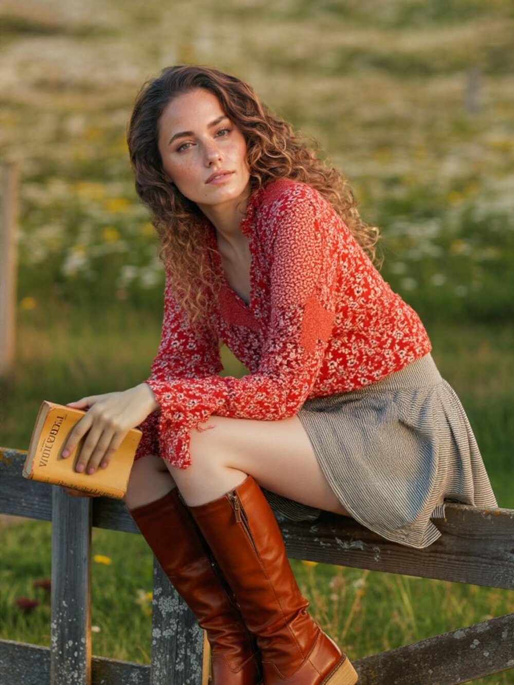 And The Why Rust Boho Long Sleeve Light Weight Bell Sleeve Top
